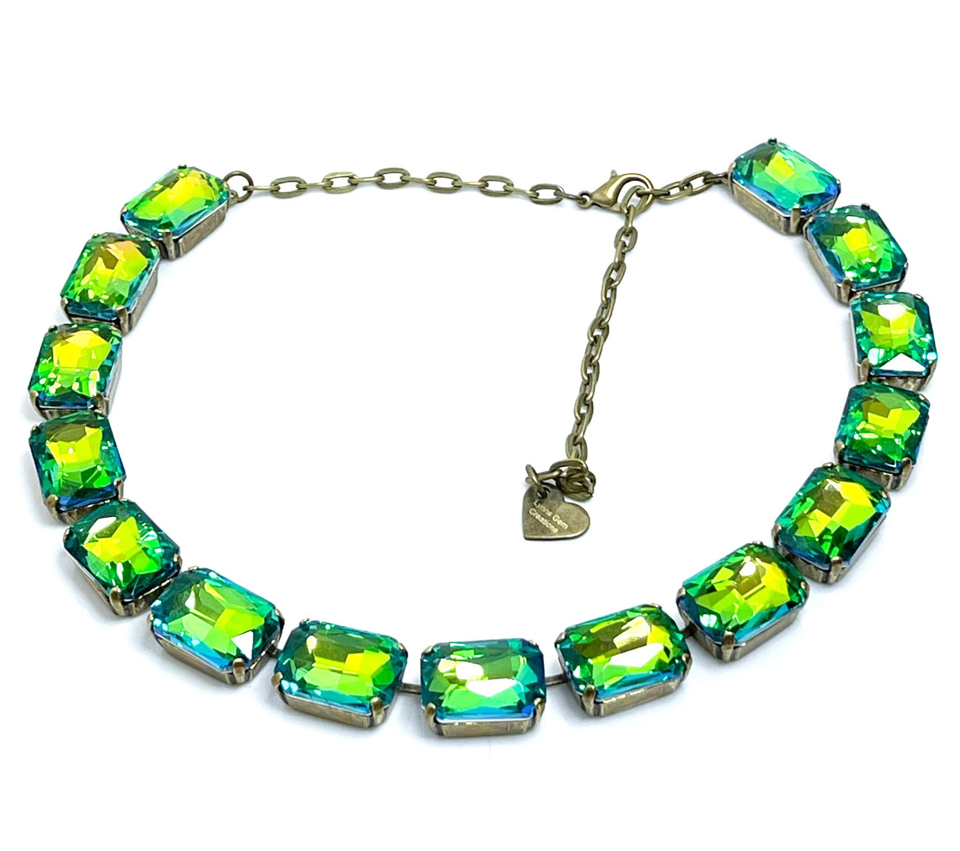 Peridot Georgian Collet Necklace, Green Rainbow Crystal Choker, Anna Wintour Style, Riviere Necklace, Bridal Jewelry, Necklaces for Women