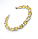 Yellow Clear CZ Crystal Silver Plated Bracelet | Adjustable 