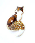 Pretty Fox Brooch, Large Fox with Crystals Pin, Cute Red Fox Pin, Fashion Pin for Jacket Scarf, Brooches For Women