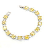 Yellow Clear CZ Crystal Silver Plated Bracelet | Adjustable 