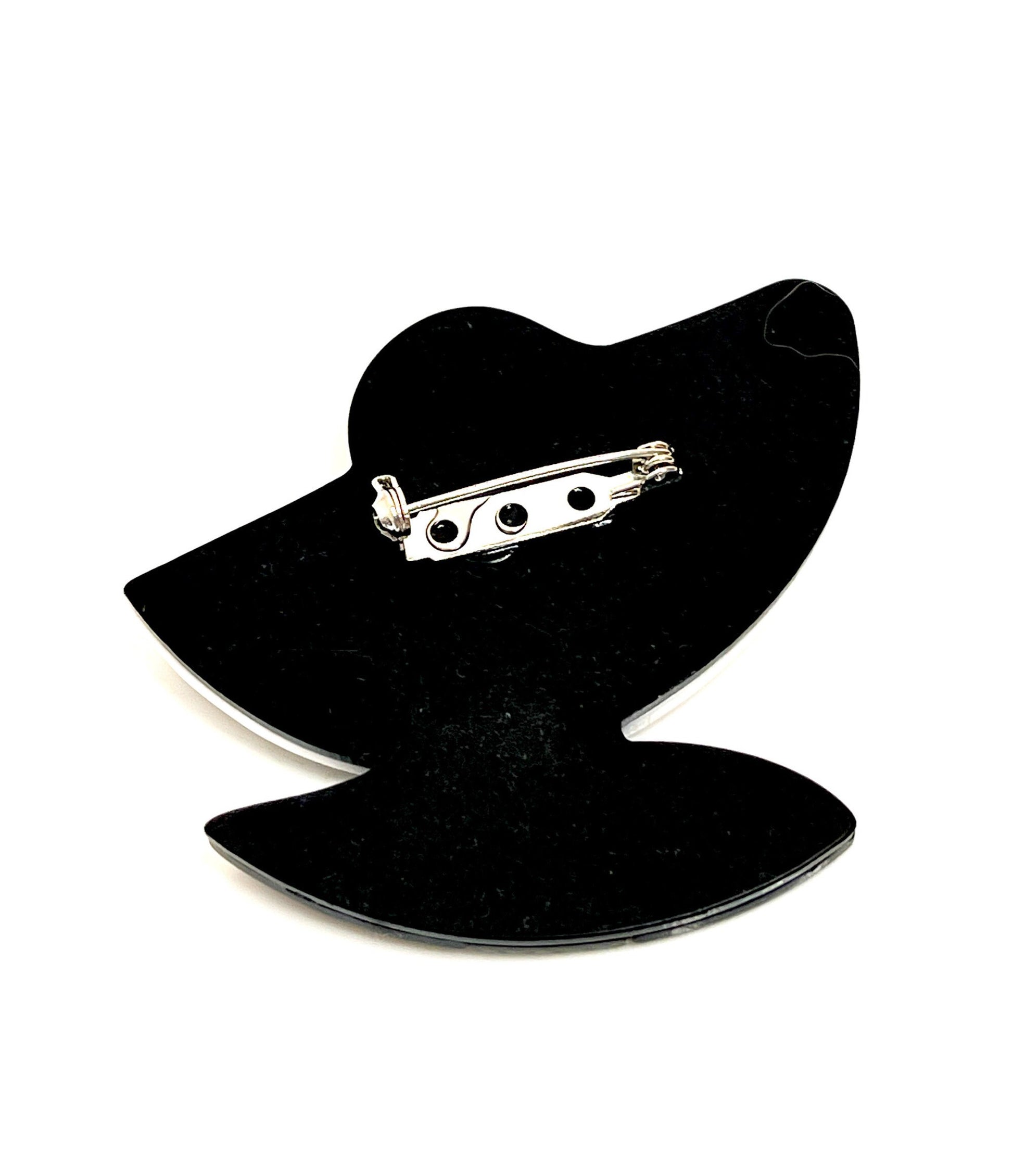Classy Lady Brooch, Paris Style Fashion with Large Hat, Vintage Style, Fashion Pin for Jacket Scarf, Large Brooch, Brooches For Women