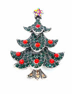 Christmas Tree Brooch, Crystal Seasonal Pin, Sparkly Christmas Brooch, Festive Jacket Scarf Pin, Brooches For Women