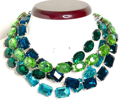 Peridot Aquamarine Georgian Collet Necklaces, Emerald Crystal Choker, Anna Wintour Style, Riviere Necklace, Necklaces for Women