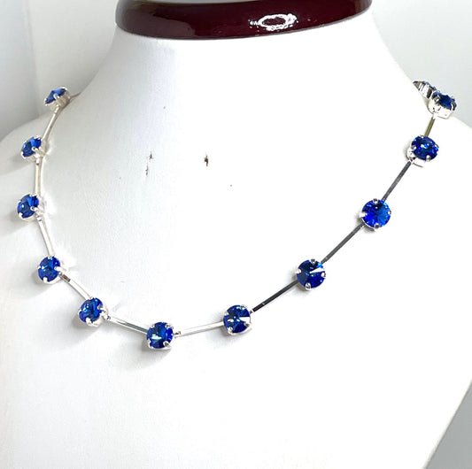 Sapphire Crystal Necklace, Austrian Crystal Choker, Blue Constellation Necklace, Dainty Sapphire Choker, Necklaces for Women
