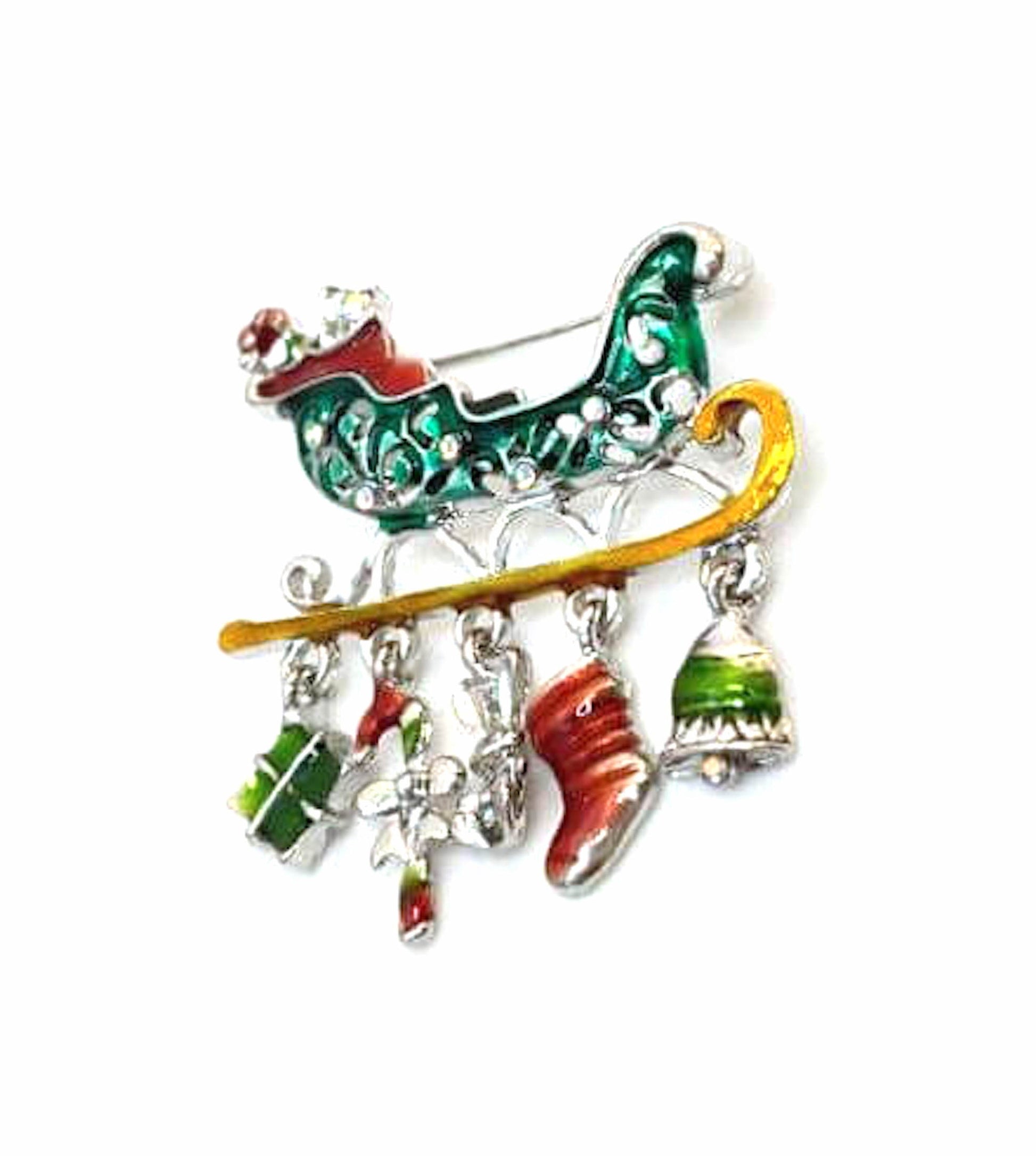 Santa Sleigh Brooch Christmas Brooch | Seasonal Pin | Christmas Charm Brooch