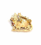 Santa Sleigh with Xmas Tree Brooch | Seasonal Pin | Christmas Charm Brooch