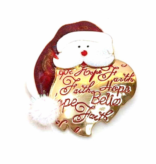 Santa Claus Heart Brooch, Christmas Brooch, Seasonal Pin, Xmas Brooch, Festive Jacket Scarf Pin, Brooches For Women