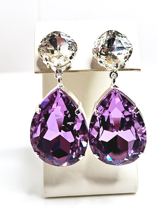 Violet Peardrop Crystal Earrings, Vintage Style, Statement Drops, Wedding Earrings, Mother of the Bride Gift, Earrings For Women