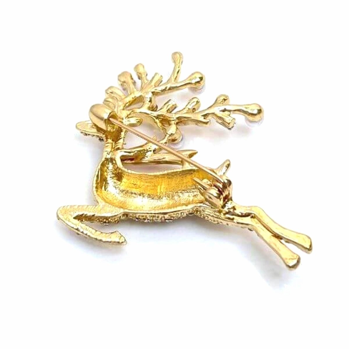 Crystal Reindeer Christmas Brooch, Seasonal Pin, Sparkly Pearl Reindeer Pin, Festive Jacket Scarf Pin, Brooches For Women