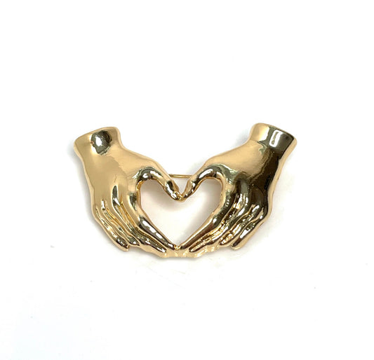 Hands Shaping Heart Brooch | Gold Love Brooch | Fashion Pin | Costume Jewellery