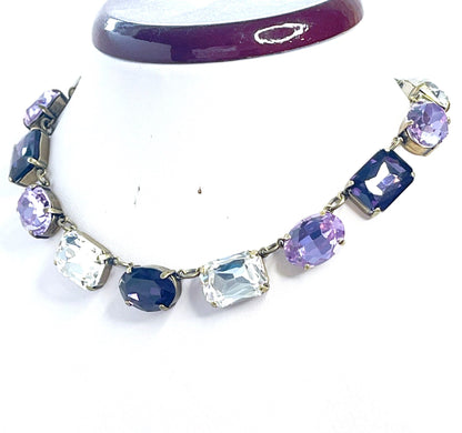 Violet Georgian Collet Necklace, Purple Velvet Crystal Choker, Anna Wintour Style, Riviere Statement Jewelry, Necklaces for Women,