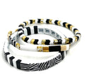 Black Gold White Tila Stretch Bracelets | Set of 3 | Multicolour Japanese Beads