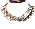 Rose Peach Clear Crystal Georgian Collet Necklaces, Anna Wintour Style