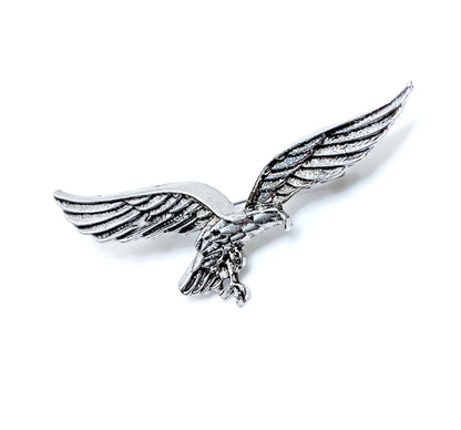 Antique Silver Eagle Brooch, Gothic Brooch, Unisex Jewellery, Vintage Style Bikers Pin, Rockers Pin, Flying Eagle Pin