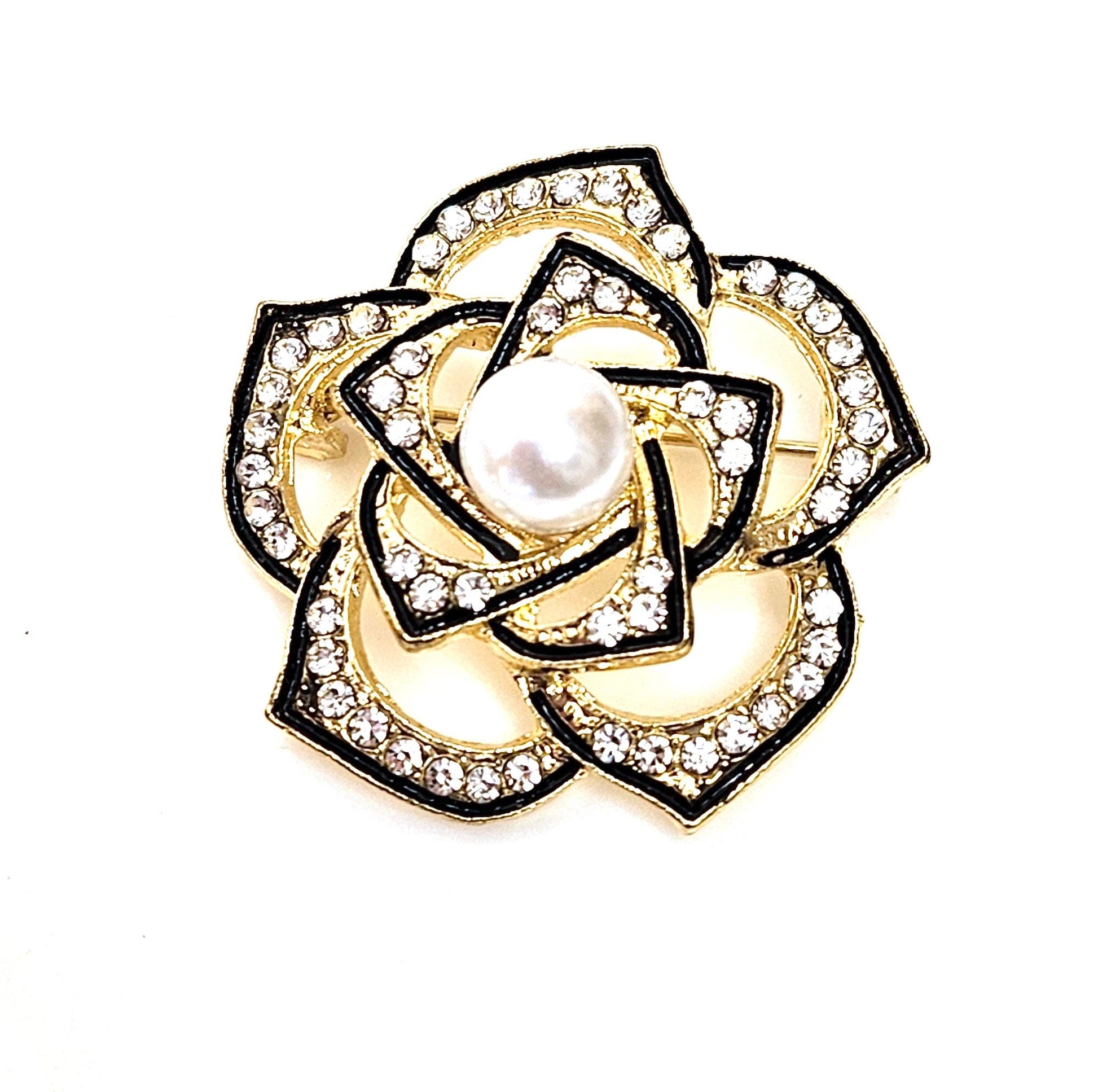 Sparkly Crystal Pearl Camelia Brooch, Crystal Flower Pin, Statement Brooch, Very Sparkly Jacket Pin, Brooches For Women