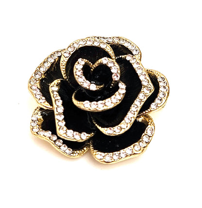 Sparkly Crystal Black Camelia Brooch, Crystal Flower Pin, Statement Brooch, Very Sparkly Jacket Pin, Brooches For Women