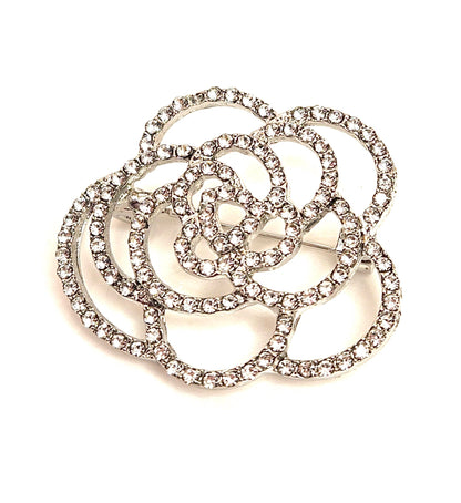 Sparkly Crystal Silver Camelia Brooch, Crystal Flower Pin, Statement Brooch, Very Sparkly Jacket Pin, Brooches For Women