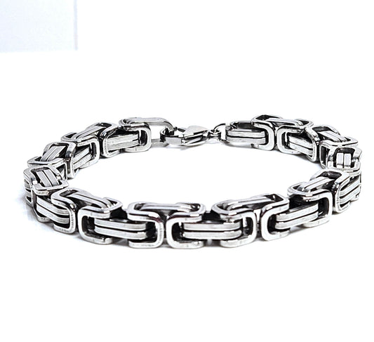 Mens Silver Titanium Steel Link Bracelet, Bracelets for Men, Male Jewellery, Silver Chain Bracelet, Fashion Gift for Him