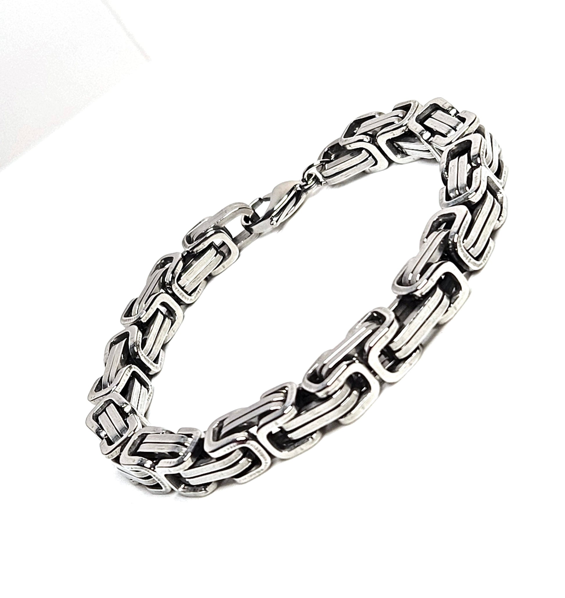 Mens Silver Titanium Steel Link Bracelet, Bracelets for Men, Male Jewellery, Silver Chain Bracelet, Fashion Gift for Him