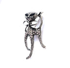 Beautiful Vintage Cat Brooch, Gift for Cat Lovers, Rhinestone Cat, Silver Crystal Cat Pin, Brooches For Women