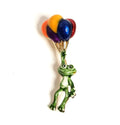 Cute Frog Hanging From Balloons Brooch, Gift for Frog Lovers, Green Frog With Balloons Pin, Brooches For Women