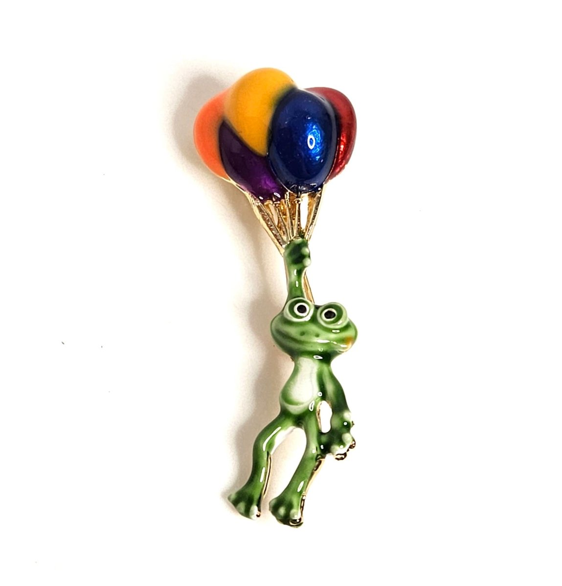 Cute Frog Hanging From Balloons Brooch, Gift for Frog Lovers, Green Frog With Balloons Pin, Brooches For Women