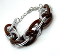 Brown Silver Chain Bracelet | Chunky Statement Bracelet 