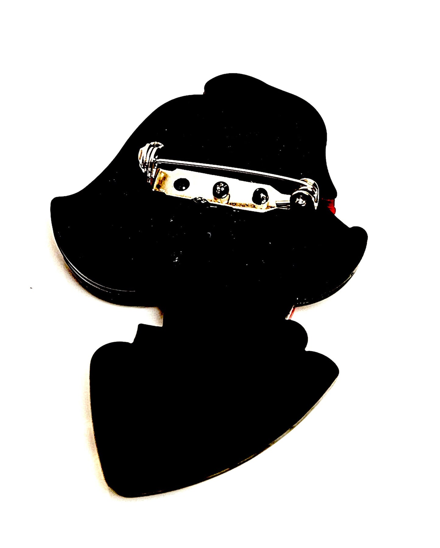Fun French Style Lady Brooch, Lady in Glasses with a Scarf and Bolero, Fashion Pin for Jacket Scarf, Paris Lady Pin, Brooches For Women
