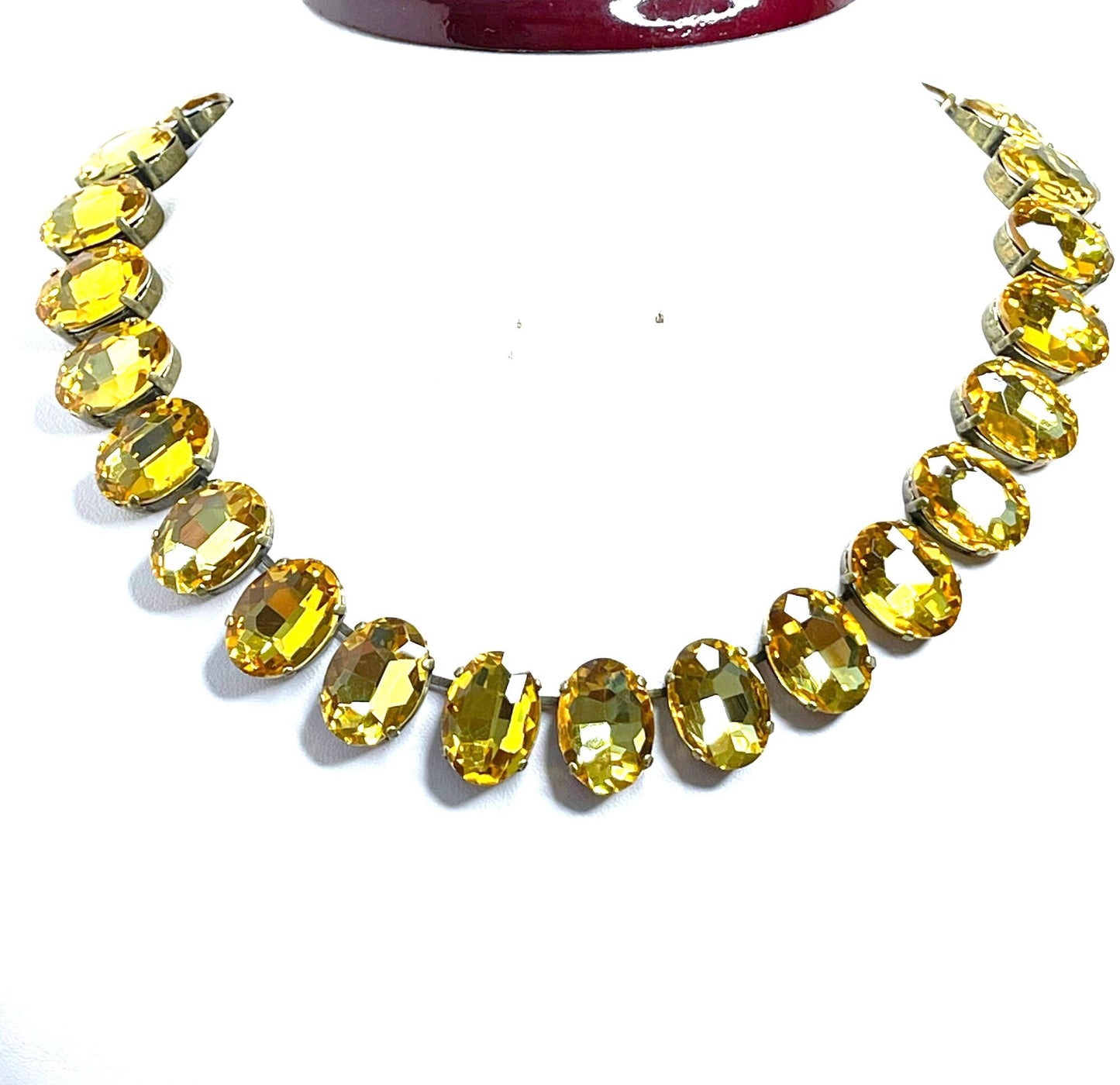 Yellow Crystal Georgian Collet Necklace, Anna Wintour Style, Yellow Crystal Choker, Riviere Necklace, Statement Necklace for Women
