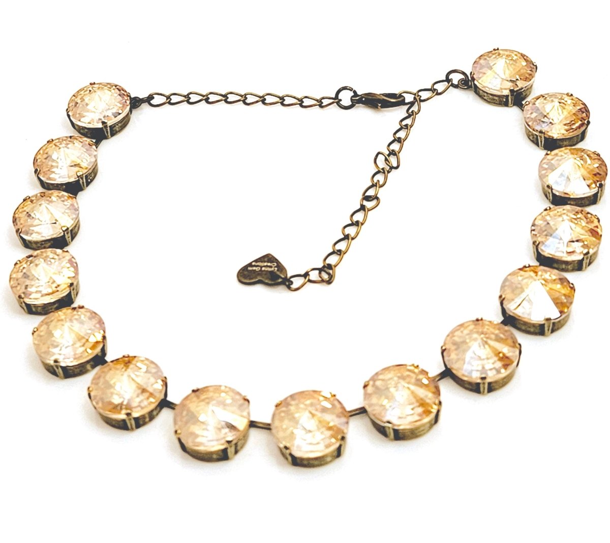 Red Champagne Crystal Georgian Collet Necklaces | Gold Crystal Chokers 