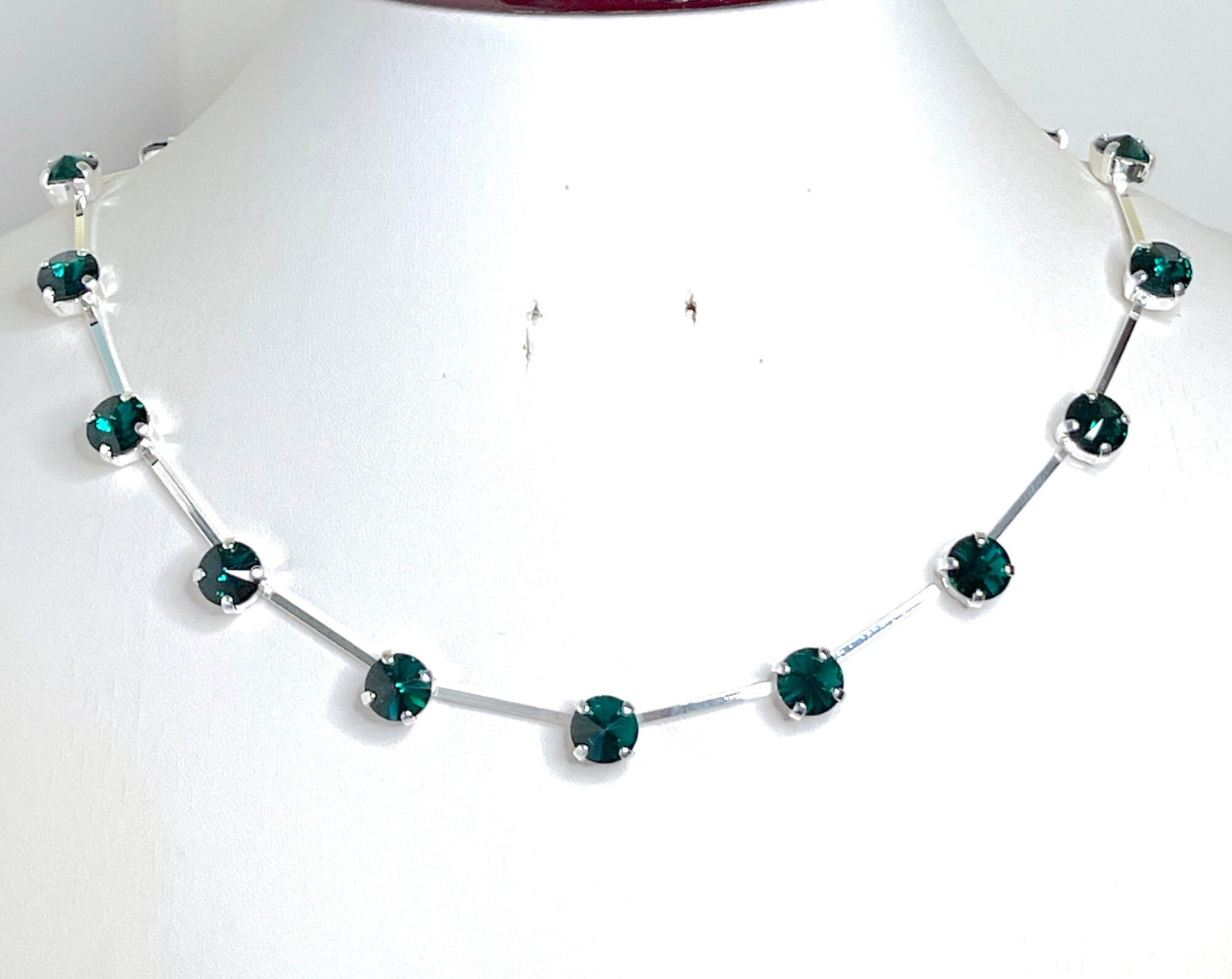 Emerald Green Crystal Necklace, Austrian Crystal Choker, Green Constellation Necklace, Dainty Emerald Choker, Necklaces for Women