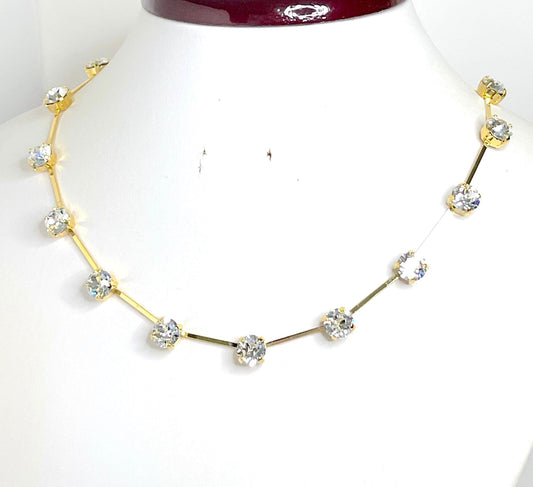 Clear Gold Crystal Necklace, Austrian Crystal Choker, Clear Constellation Necklace, Dainty Crystal Choker, Necklaces for Women
