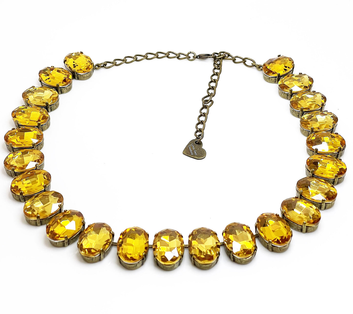 Yellow Crystal Georgian Collet Necklace, Anna Wintour Style, Yellow Crystal Choker, Riviere Necklace, Statement Necklace for Women
