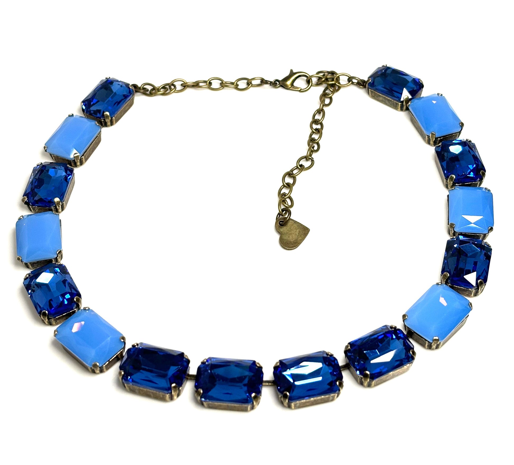 Sapphire Blue Opal Crystal Georgian Collet Necklace, Anna Wintour Style, Blue Crystal Choker, Riviere Necklace, Statement Choker for Women