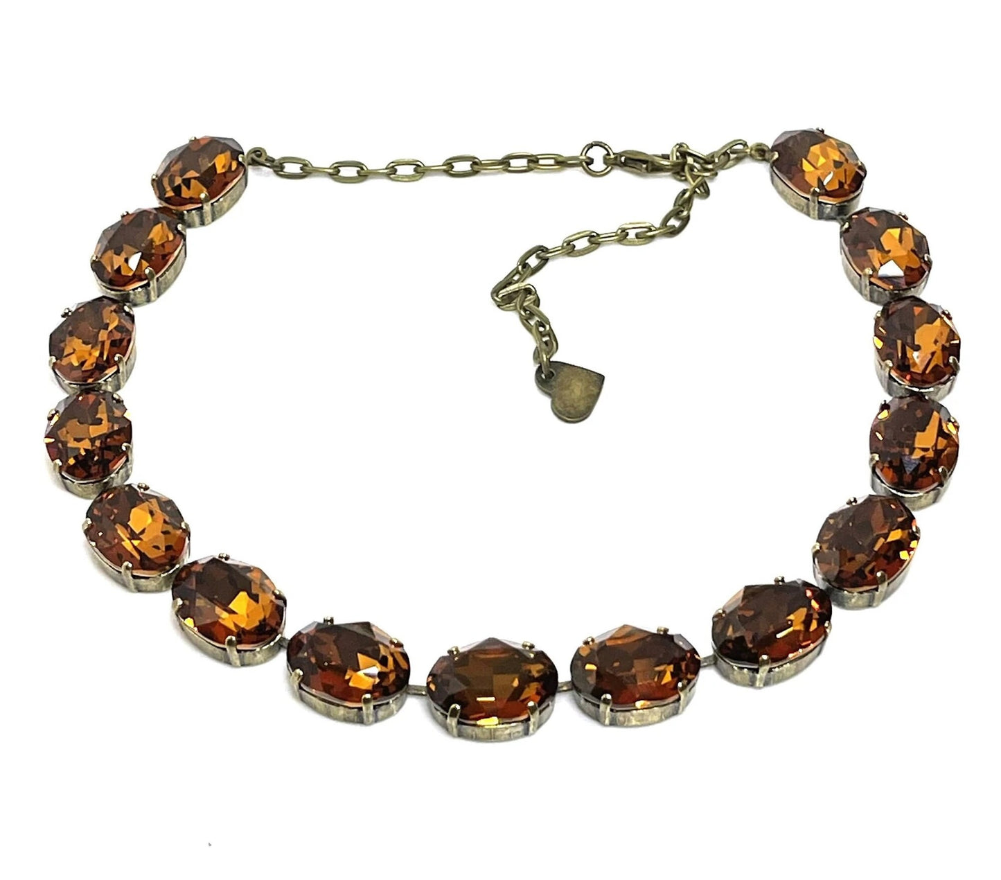 Smoked Topaz Crystal Georgian Collet Necklaces, Anna Wintour Style, Austrian Crystal, Riviere Necklace, Statement Necklaces for Women