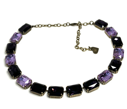 Voilet Amethyst Crystal Georgian Collet Necklaces, Anna Wintour Style, Austrian Crystal, Riviere Necklace, Statement Necklaces for Women