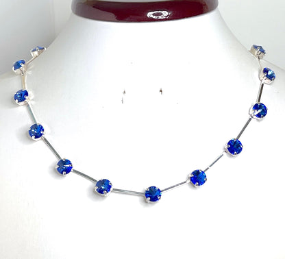 Sapphire Crystal Necklace, Austrian Crystal Choker, Blue Constellation Necklace, Dainty Sapphire Choker, Necklaces for Women