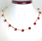 Red Siam Crystal Necklace, Austrian Crystal Choker, Red Constellation Necklace, Dainty Ruby Choker, Necklaces for Women