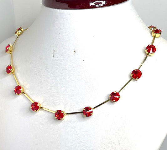 Red Siam Crystal Necklace, Austrian Crystal Choker, Red Constellation Necklace, Dainty Ruby Choker, Necklaces for Women