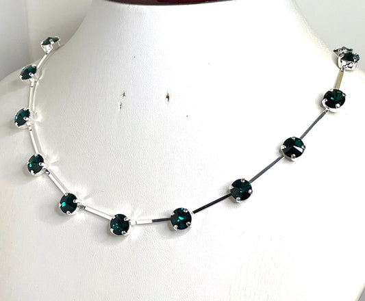 Emerald Green Crystal Necklace, Austrian Crystal Choker, Green Constellation Necklace, Dainty Emerald Choker, Necklaces for Women
