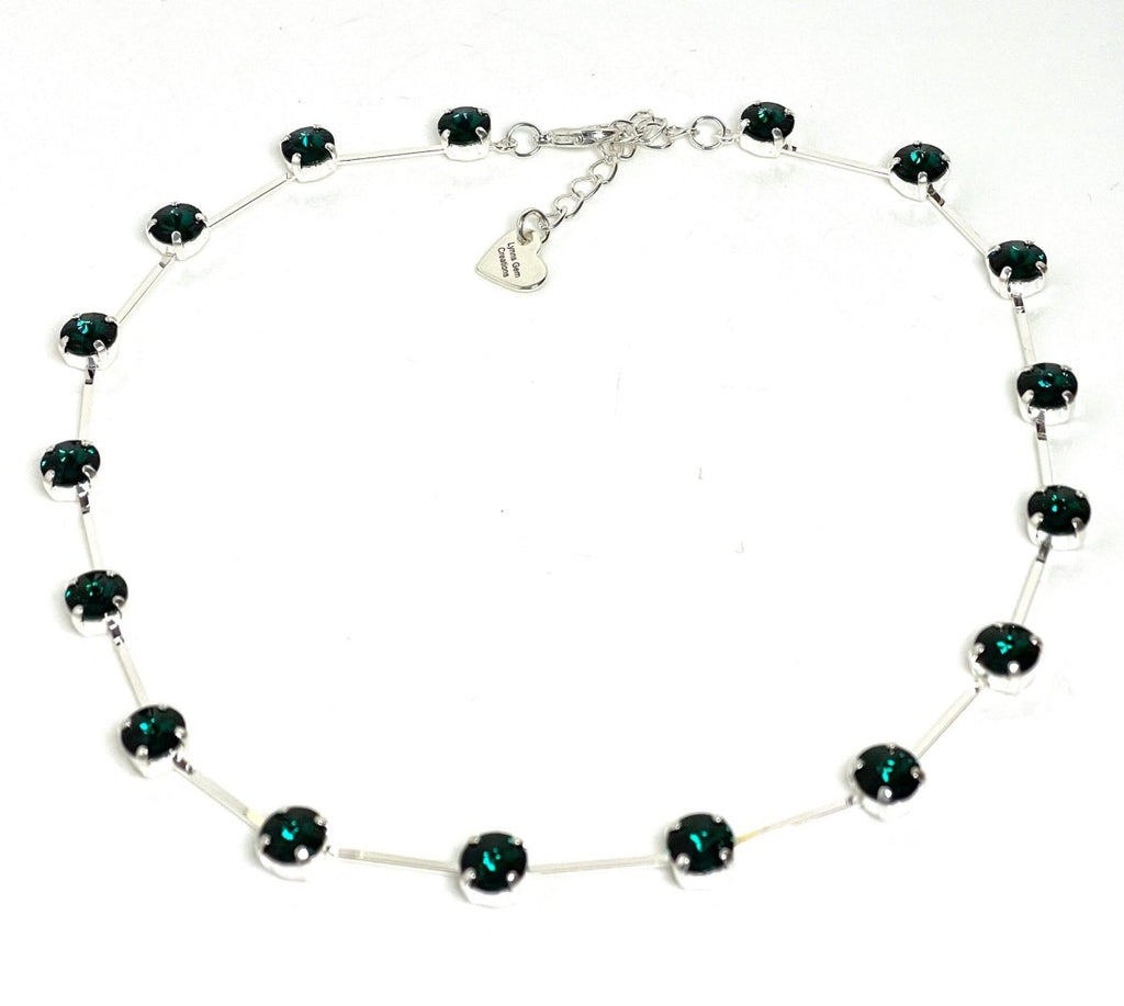 Emerald Green Crystal Necklace, Austrian Crystal Choker, Green Constellation Necklace, Dainty Emerald Choker, Necklaces for Women
