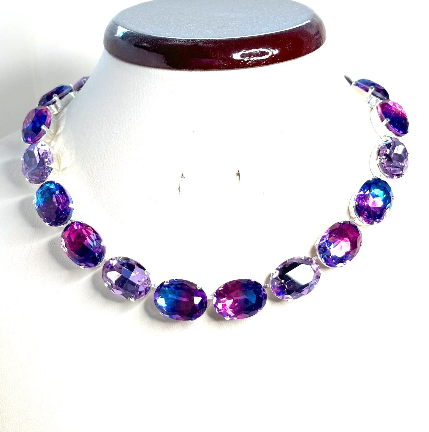 Violet Tourmaline Crystal Georgian Collet Necklace | Anna Wintour Style | Purple Crystal Statement Riviere Choker