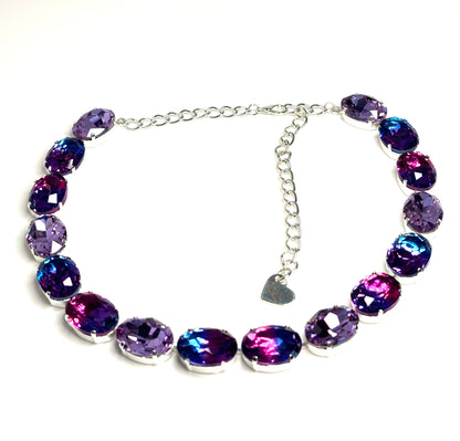 Violet Tourmaline Crystal Georgian Collet Necklace | Anna Wintour Style | Purple Crystal Statement Riviere Choker