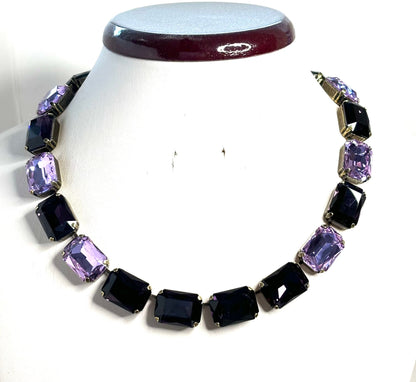 Violet Amethyst Crystal Georgian Collet Necklace, Anna Wintour Style, Purple Crystal Choker, Riviere Necklace, Statement Choker for Women