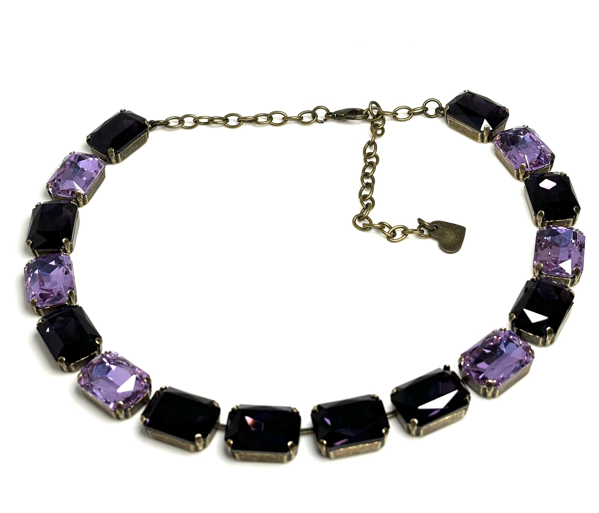Violet Amethyst Crystal Georgian Collet Necklace, Anna Wintour Style, Purple Crystal Choker, Riviere Necklace, Statement Choker for Women