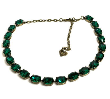 Emerald Peridot Crystal Georgian Collet Necklaces, Anna Wintour Style, Austrian Crystal, Riviere Necklace, Statement Necklaces for Women