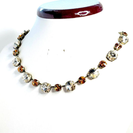 Topaz Crystal Georgian Collet Necklace, Anna Wintour Style, Light Silk Austrian Crystal, Riviere Necklace, Statement Necklaces for Women